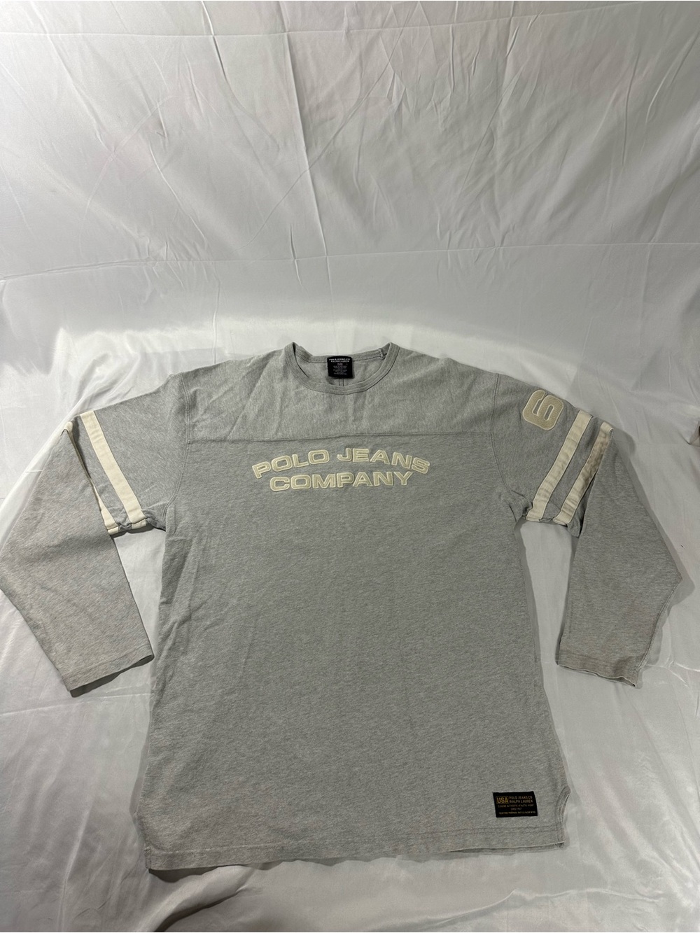 Polo Ralph Lauren Rugby Long Sleeve Polo Jeans Co. Large Gray Retro Pullover Y2K